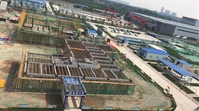 首层预造柱、预造梁全景