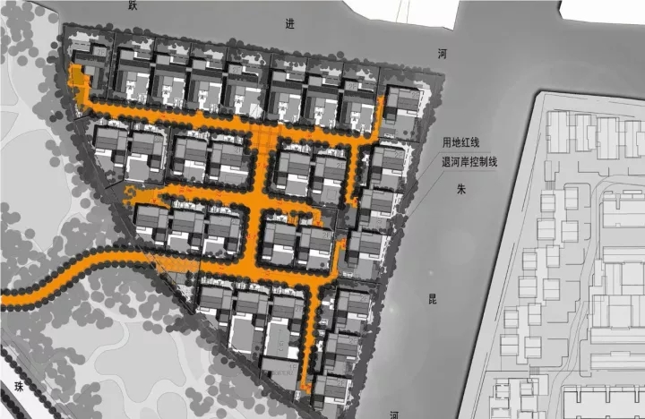 王字型路网造分化人流，保障入口私密性